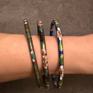 Vintage enamel bangle bracelets